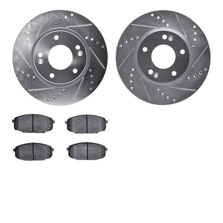 DYNAMIC FRICTION CO 7502-03020, Rotors-Drilled and Slotted-Silver with 5000 Advanced Brake Pads, Zinc Coated 7502-03020